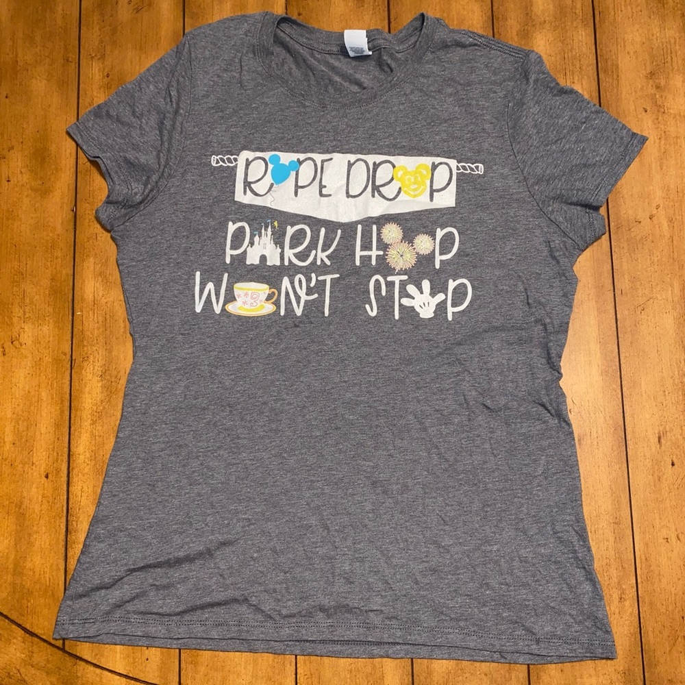 Small shop Disney park hopping t shirt, grey, size large